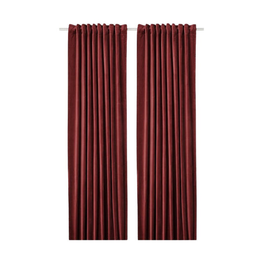 Pair of Dark Red Velvet Curtains