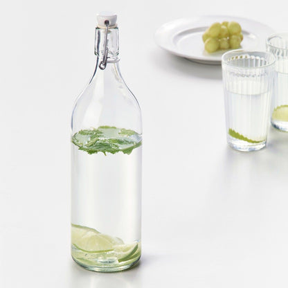 Glass Water Bottle with Lid