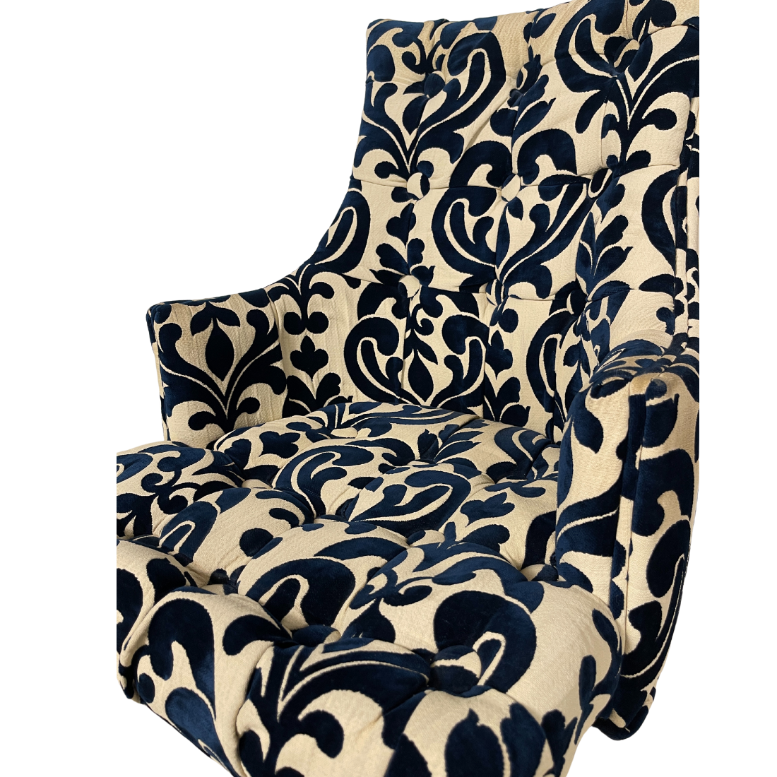 Navy Blue Baroque Accent Chair
