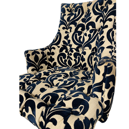 Navy Blue Baroque Accent Chair