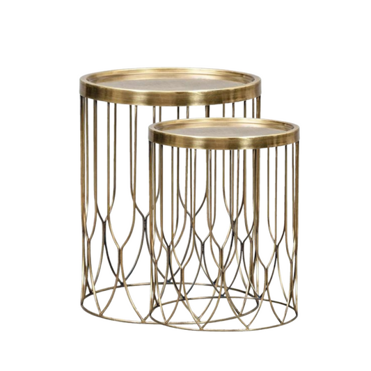 Set of 2 Gold Geometric Side Tables