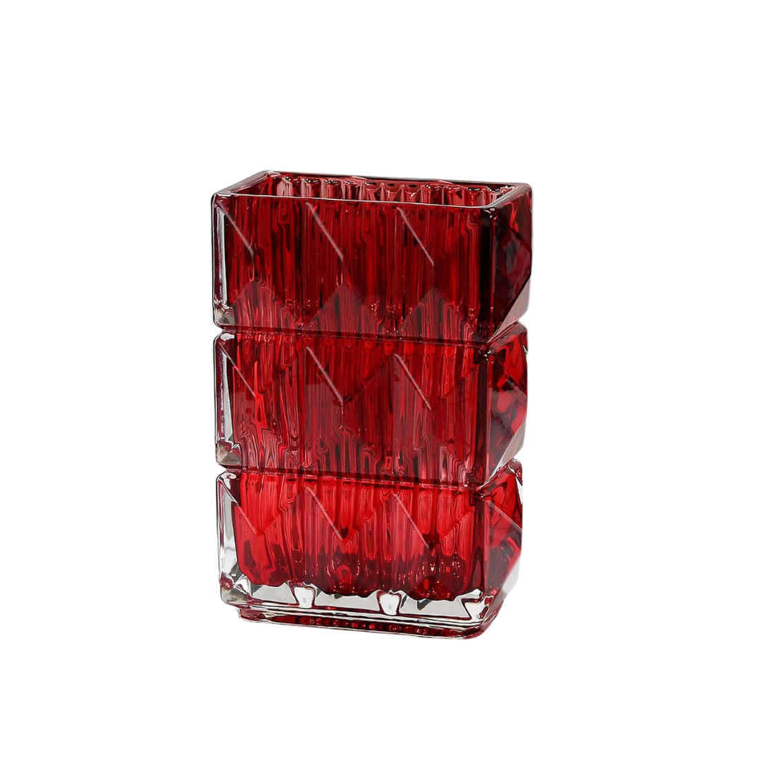Red Rectangular Glass Vase