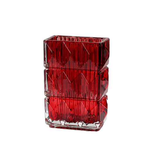 Red Rectangular Glass Vase
