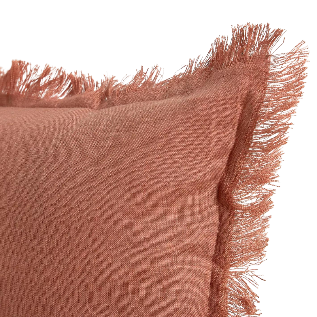 Rust Linen Cushion with Fringes