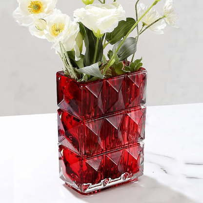 Red Rectangular Glass Vase