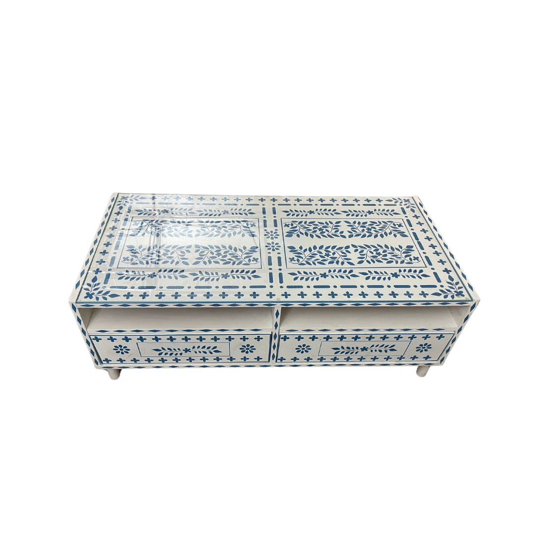 White and Blue Painted Coffee Table