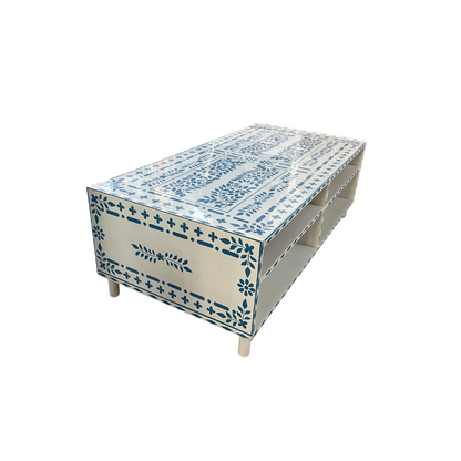 White and Blue Painted Coffee Table