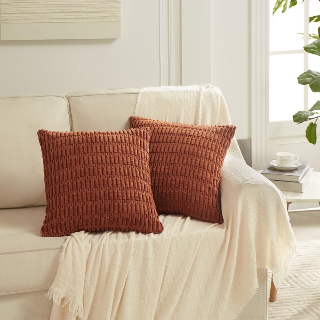 Rust Geometric Velvet Cushion Cover
