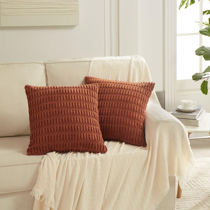 Rust Geometric Velvet Cushion Cover