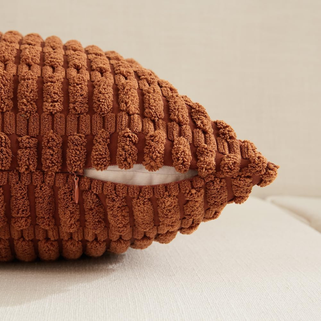 Rust Geometric Velvet Cushion Cover