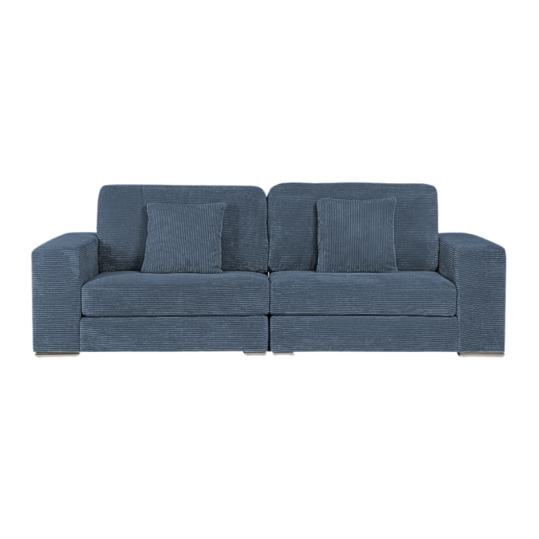 Blue Corduroy 3 -Seater Sofa (Excluding Cushions)