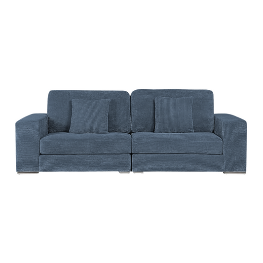 Blue Corduroy 3 -Seater Sofa (Excluding Cushions)