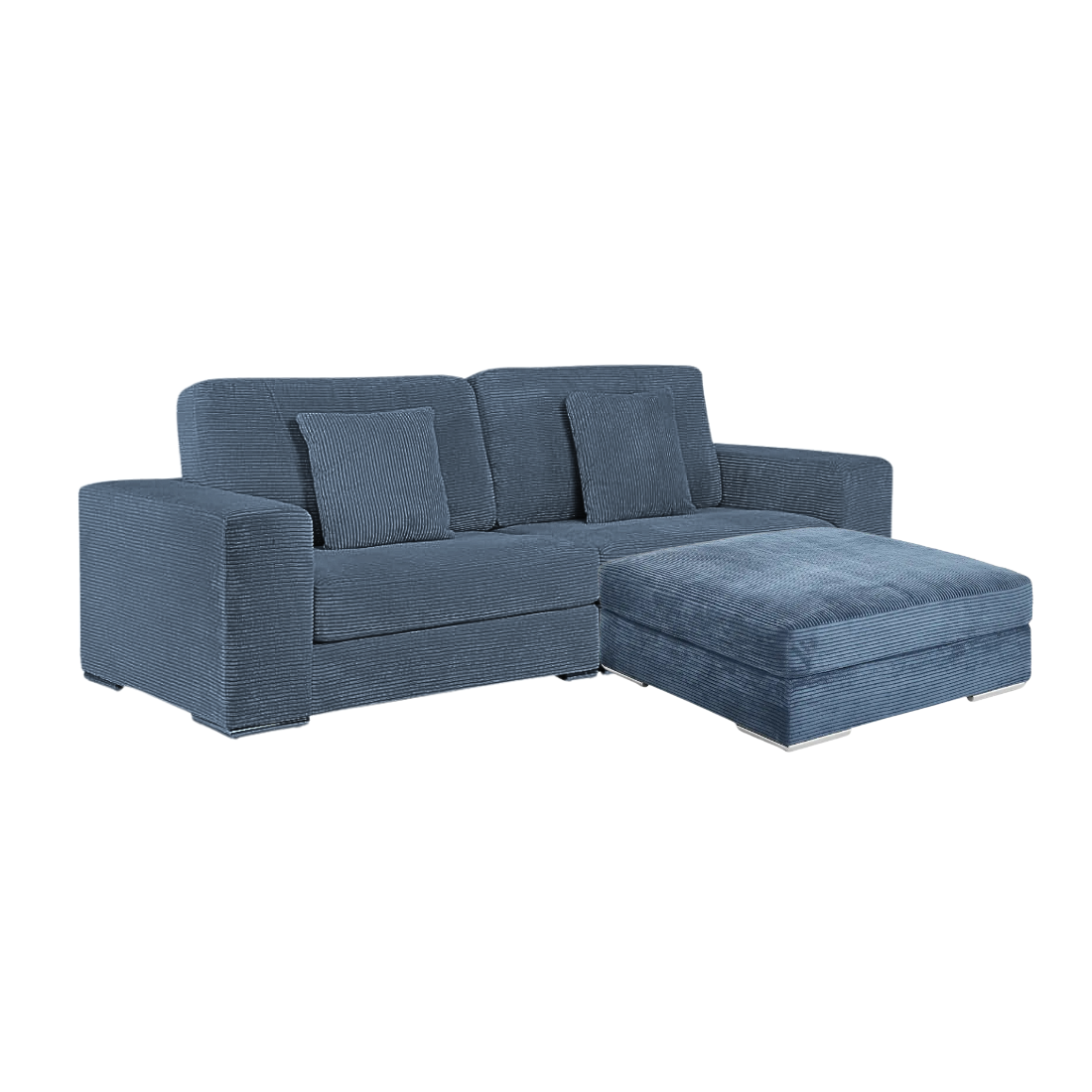 Blue Corduroy 3 -Seater Sofa (Excluding Cushions)
