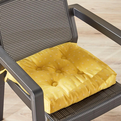 Yellow Embroidered Chair Cushion Pad
