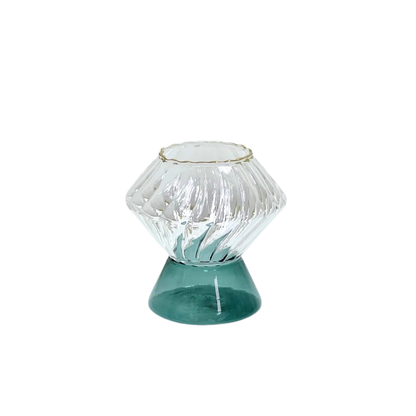 Green Glass Geometric Vase