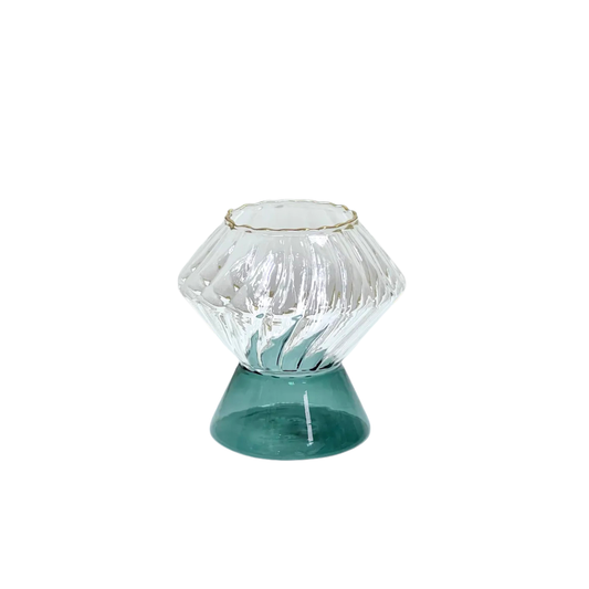 Green Glass Geometric Vase