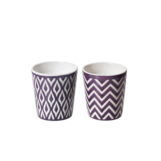Set of 2 Geometric Motive Ceramic Candles