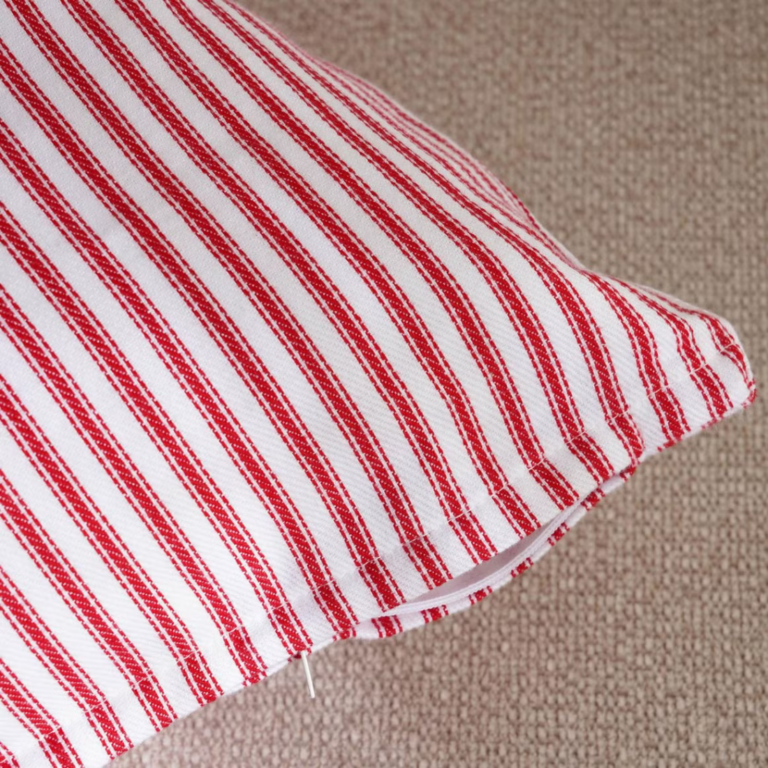 Red Striped Cushion Cover