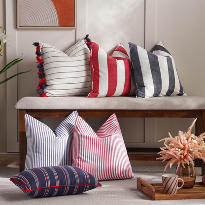 Red Striped Cushion Cover