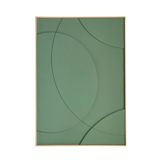 Green Wall Art with Wooden Frame
