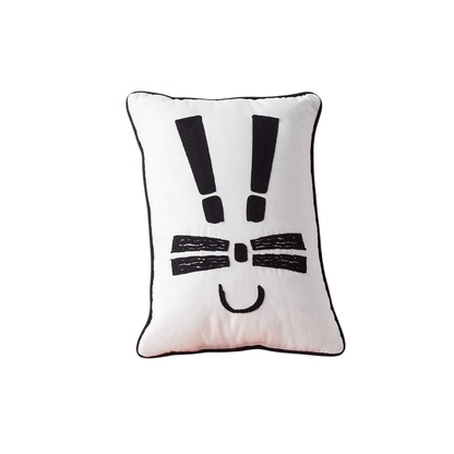 Black and White Bunny Exclamation Kids Throw Pillow