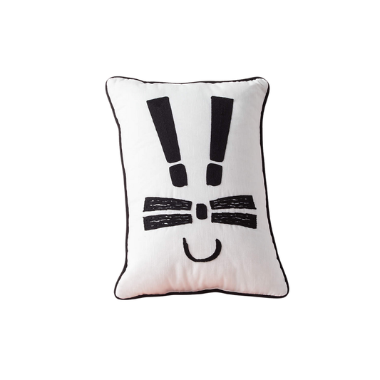 Black and White Bunny Exclamation Kids Throw Pillow