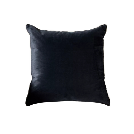Black Velvet Cushion with White Trim