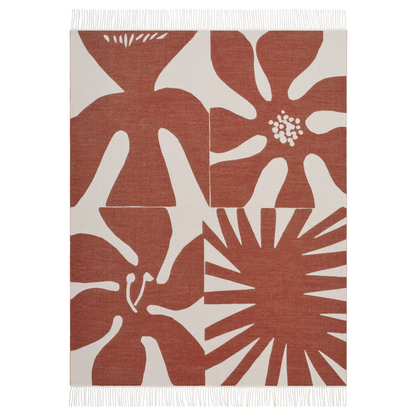 Rust Throw with Floral Pattern