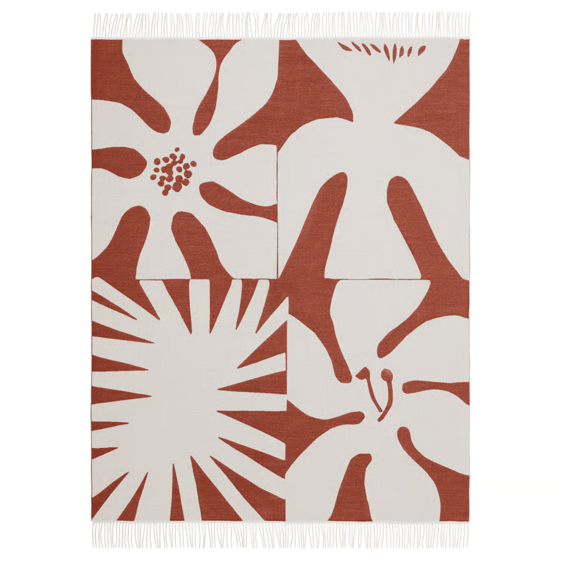 Rust Throw with Floral Pattern