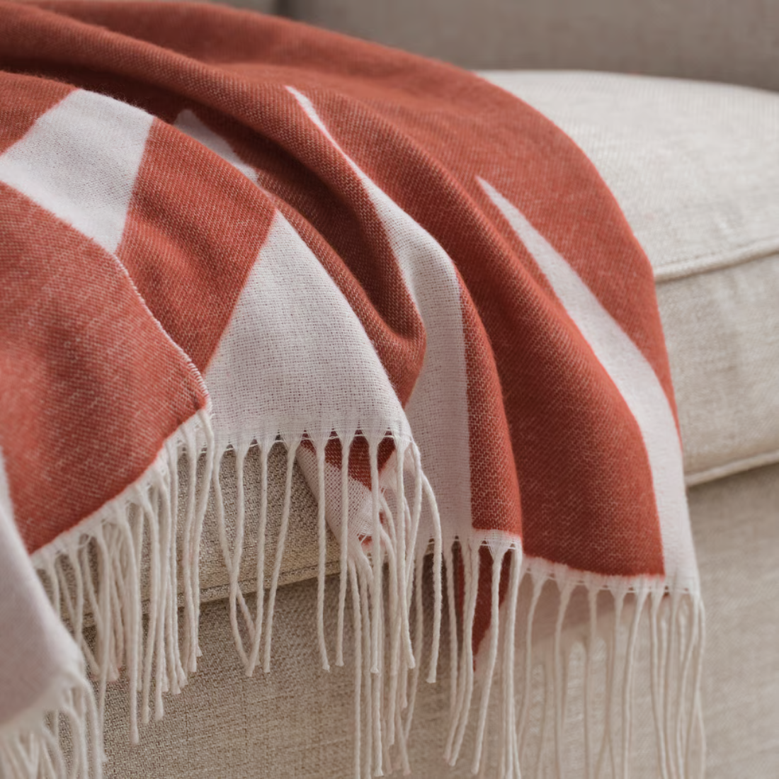 Rust Throw with Floral Pattern