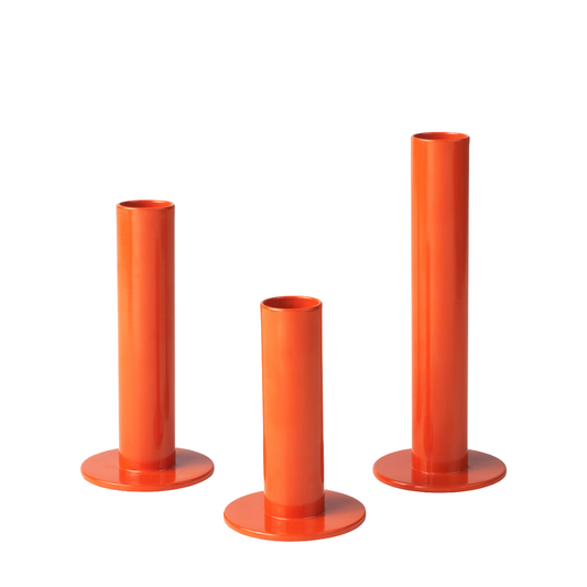 Orange Taper Candle Holder Set