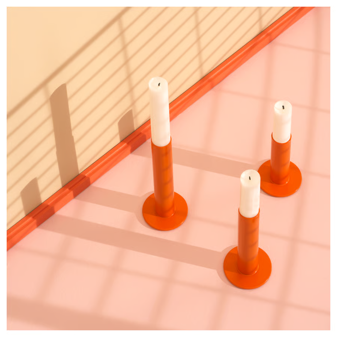 Orange Taper Candle Holder Set
