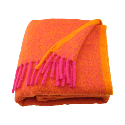 Orange/Fuchsia Wool Throw