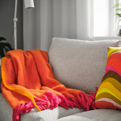 Orange/Fuchsia Wool Throw