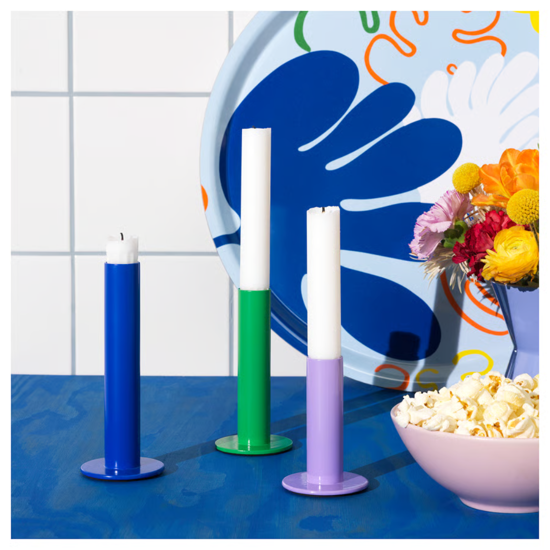Multicolor Taper Candle Holder Set