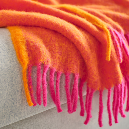 Orange/Fuchsia Wool Throw
