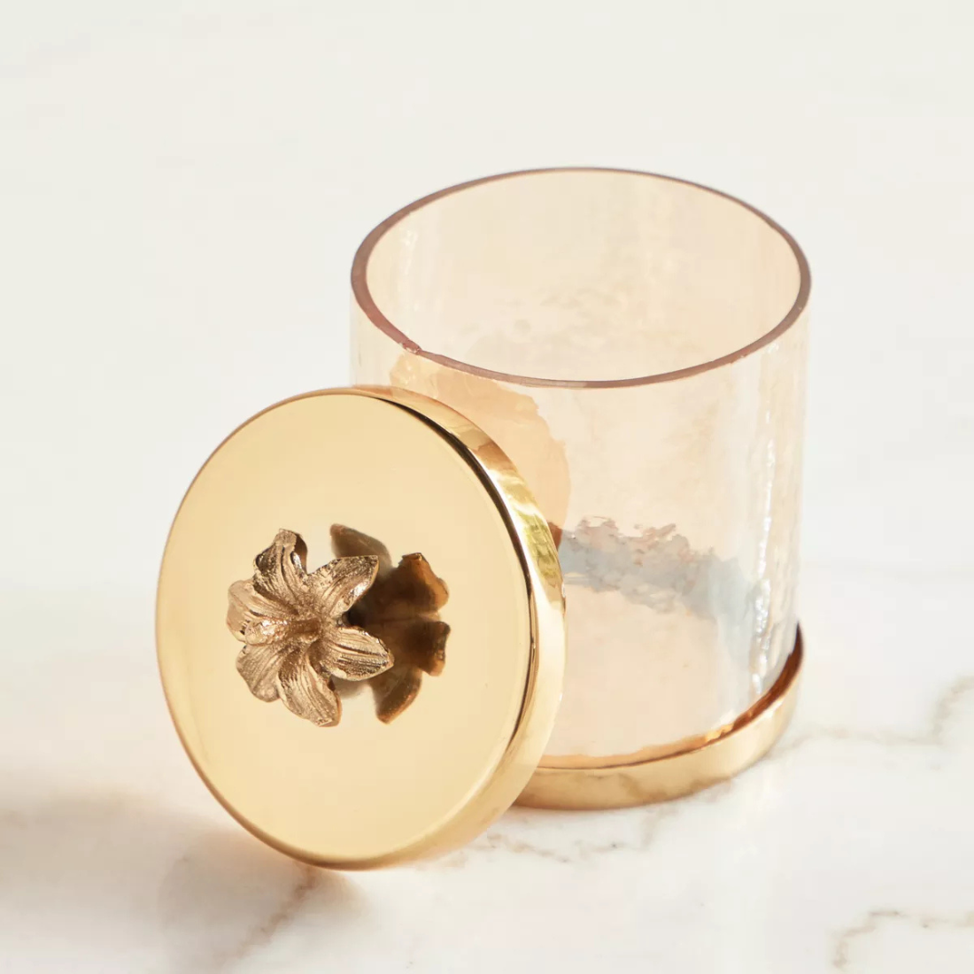 Glass Canister with Floral Lid