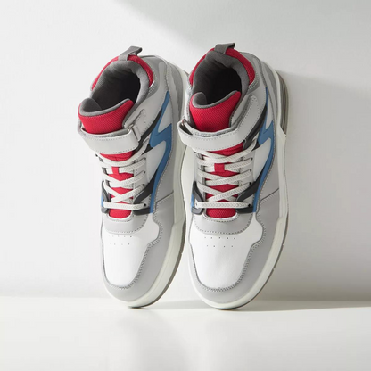 Red/Blue High Top Trainers with Lace-Up Closure