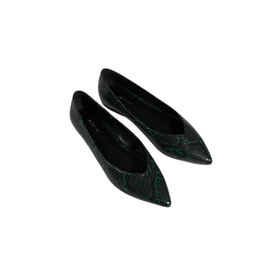 Green/Black Snakeskin Pointy Ballerines