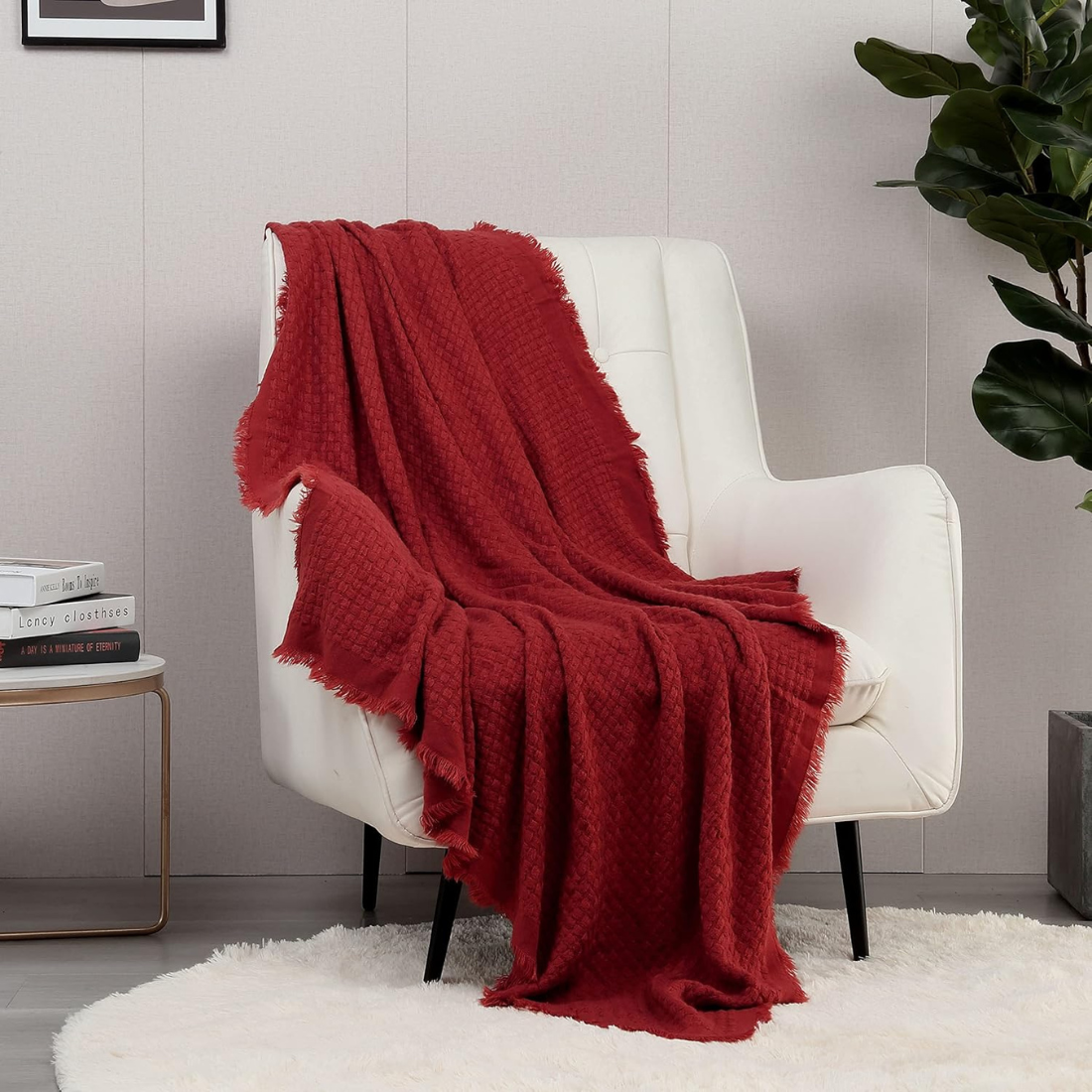 Red Wool Throw Blanket