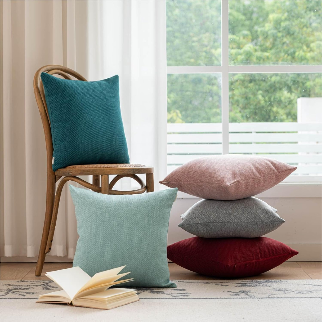 Burgundy Geo Cushion Covers