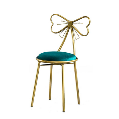 Gold Makeup Chair with Green Upholstery