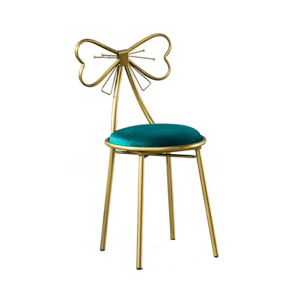 Gold Makeup Chair with Green Upholstery