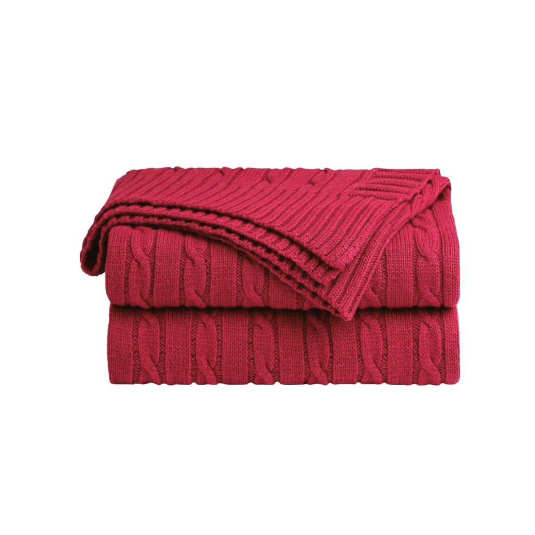 Deep Burgundy Cable Knit Throw Blanket