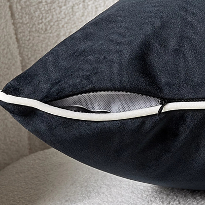 Black Velvet Cushion with White Trim