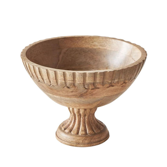 Wooden Engraved Fruit Bowl with Stand