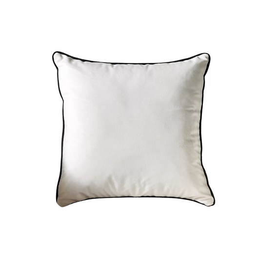 White Velvet Cushion with Black Trim