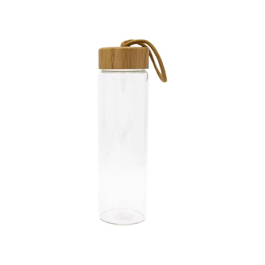 Glass Water Bottle with Wooden Lid