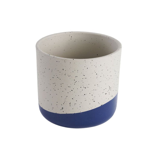 Stone Planter with Blue Detailing