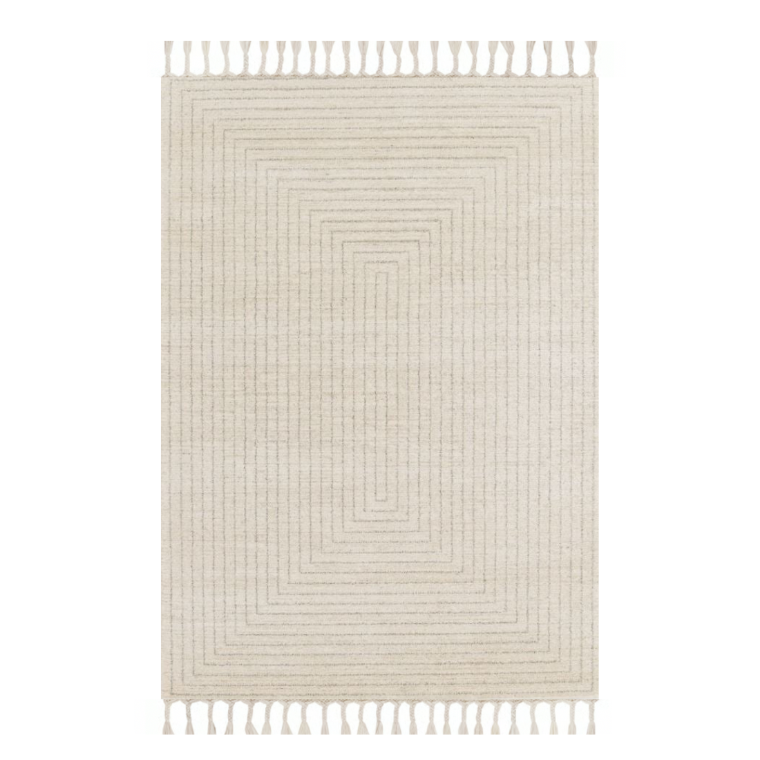 Ecru Geometric Rug with Tassels